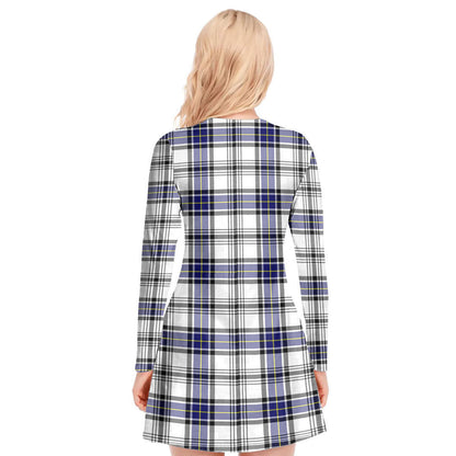 Hannay Modern Tartan Plaid V-neck Long Sleeve Dress