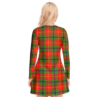 Turnbull Dress Tartan Plaid V-neck Long Sleeve Dress