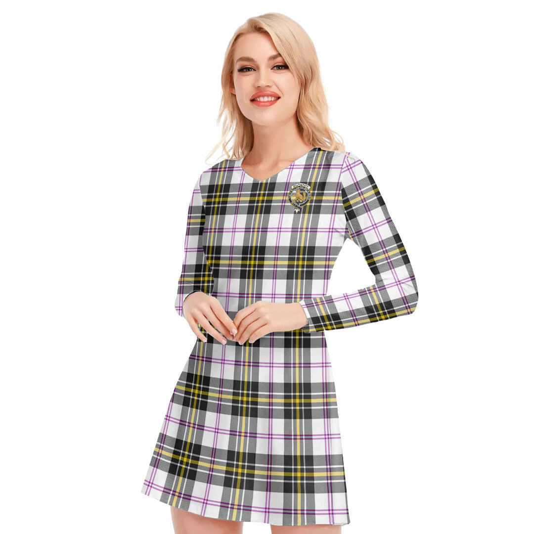 MacPherson Dress Modern Tartan Crest V-neck Long Sleeve Dress