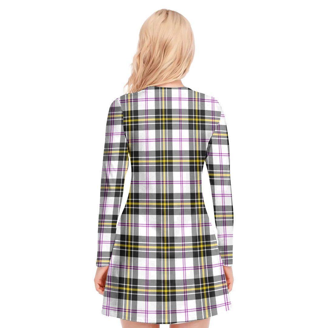 MacPherson Dress Modern Tartan Crest V-neck Long Sleeve Dress