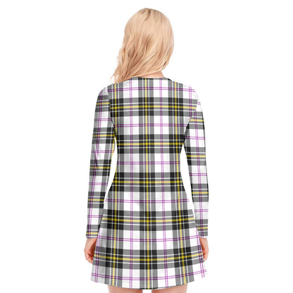 MacPherson Dress Modern Tartan Crest V-neck Long Sleeve Dress