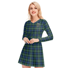 Forbes Ancient Tartan Crest V-neck Long Sleeve Dress