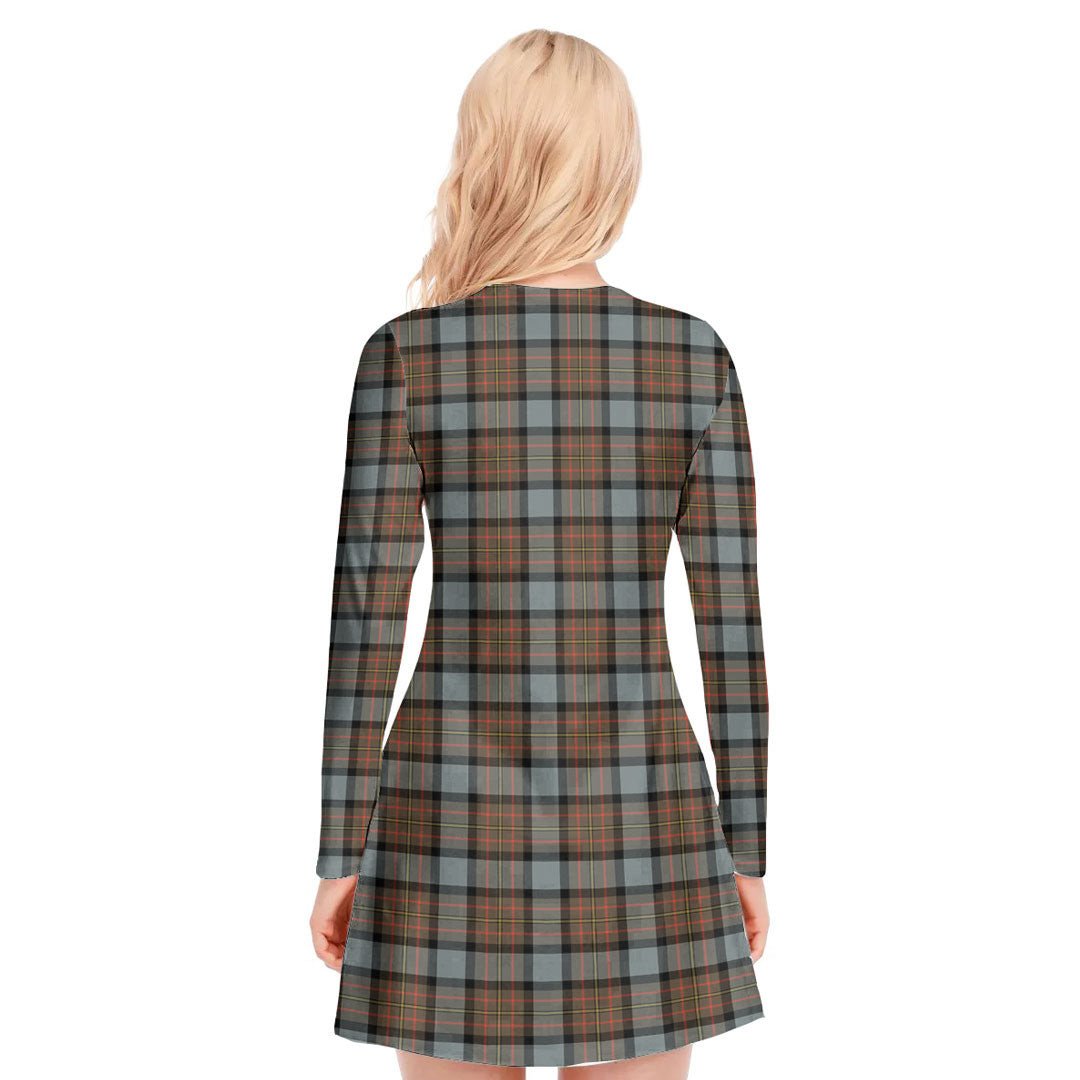 MacLaren Weathered Tartan Crest V-neck Long Sleeve Dress