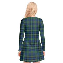 Forbes Ancient Tartan Crest V-neck Long Sleeve Dress