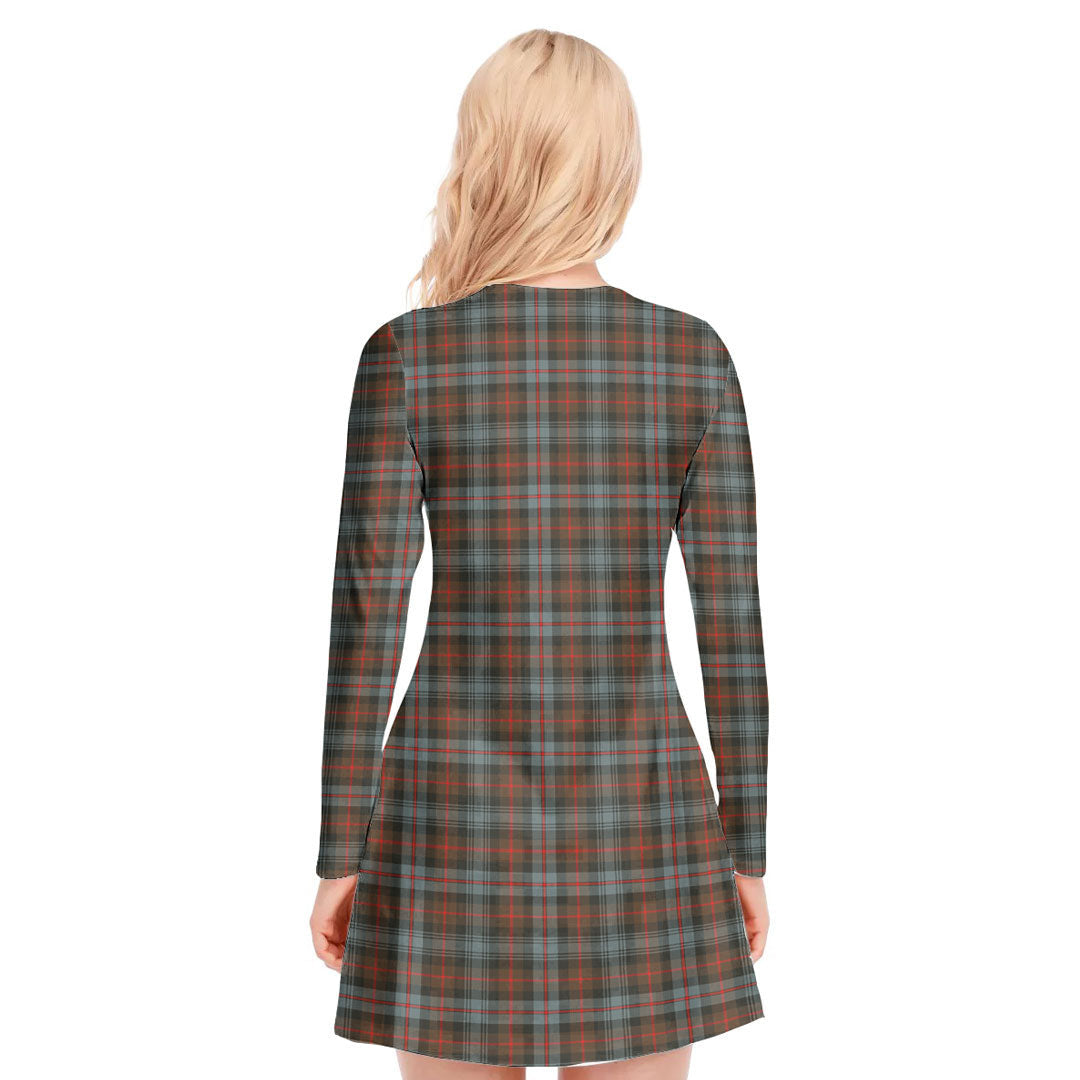 Murray of Atholl Weathered Tartan Crest V-neck Long Sleeve Dress