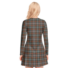 Murray of Atholl Weathered Tartan Crest V-neck Long Sleeve Dress