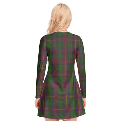 Cairns Tartan Crest V-neck Long Sleeve Dress