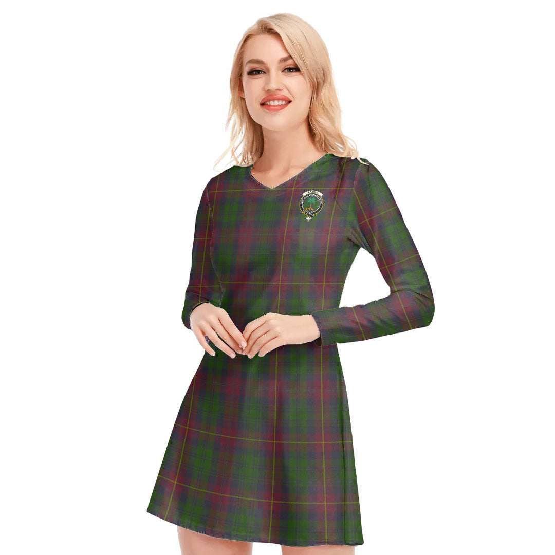 Cairns Tartan Crest V-neck Long Sleeve Dress