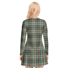 Craig Ancient Tartan Crest V-neck Long Sleeve Dress