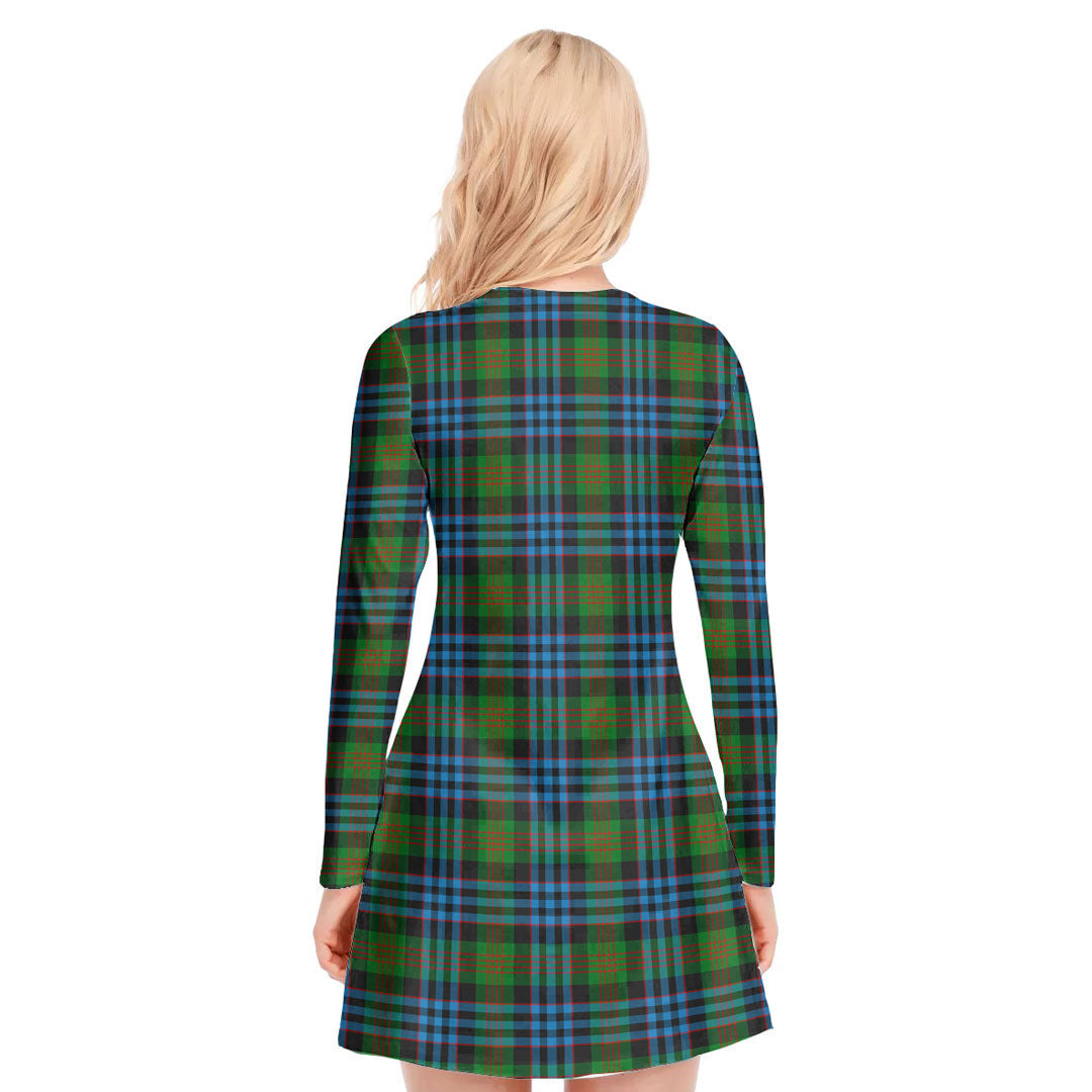 Newlands of Lauriston Tartan Crest V-neck Long Sleeve Dress