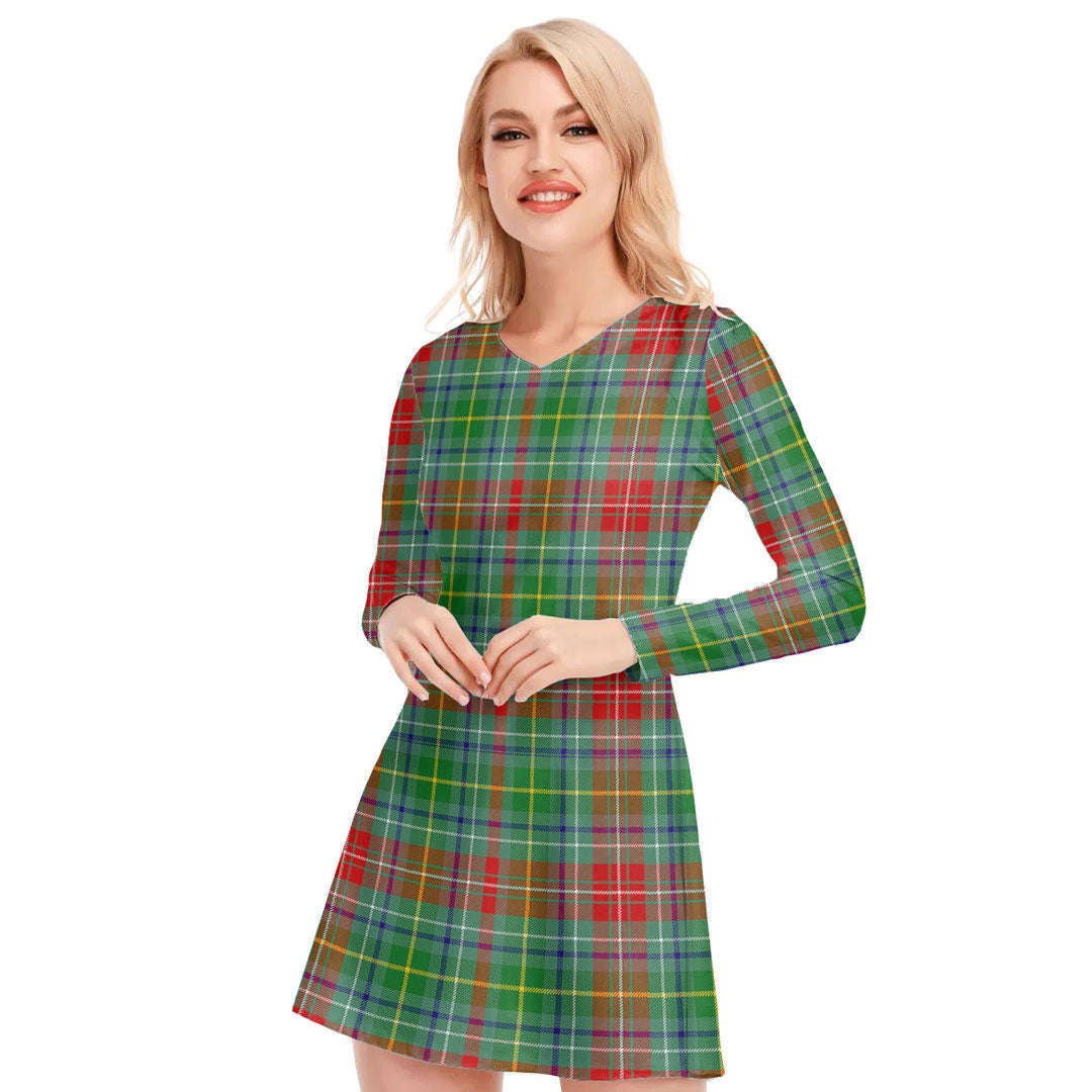 Muirhead Tartan Plaid V-neck Long Sleeve Dress