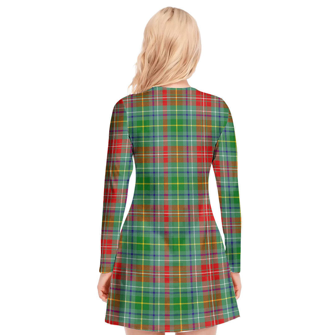 Muirhead Tartan Plaid V-neck Long Sleeve Dress