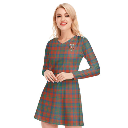 Matheson Ancient Tartan Crest V-neck Long Sleeve Dress