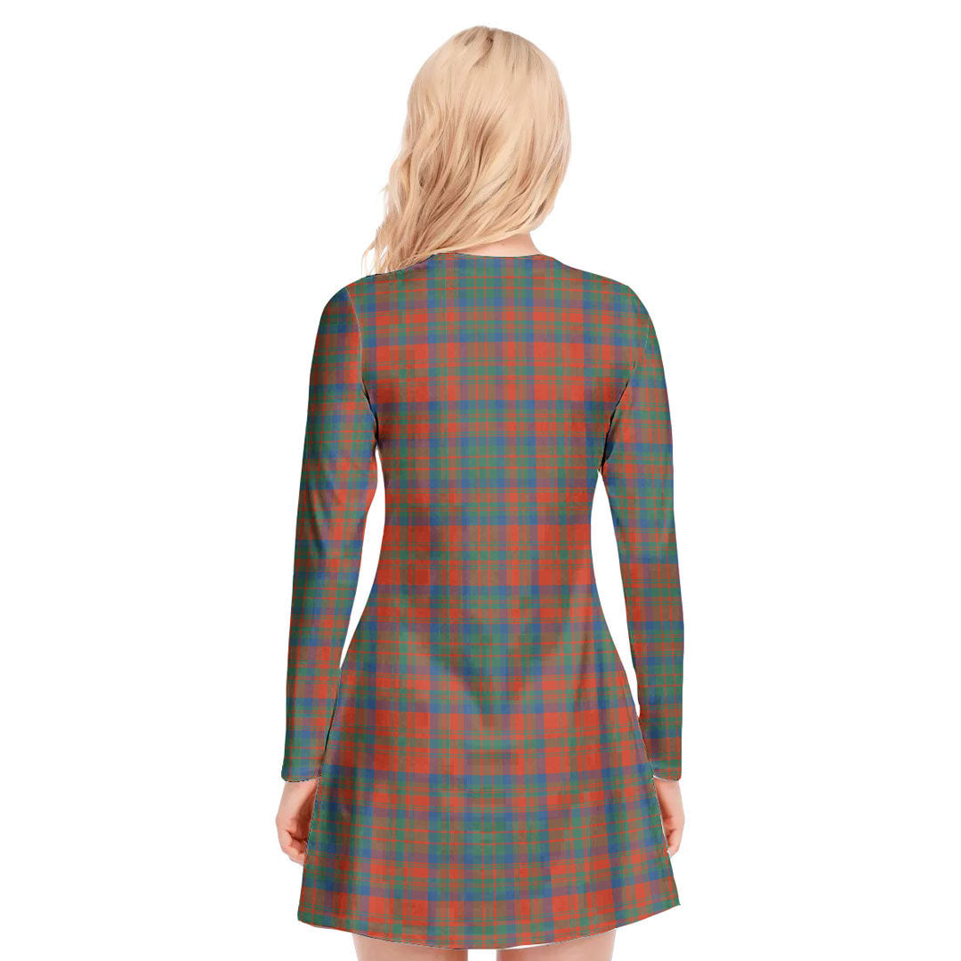 Matheson Ancient Tartan Crest V-neck Long Sleeve Dress