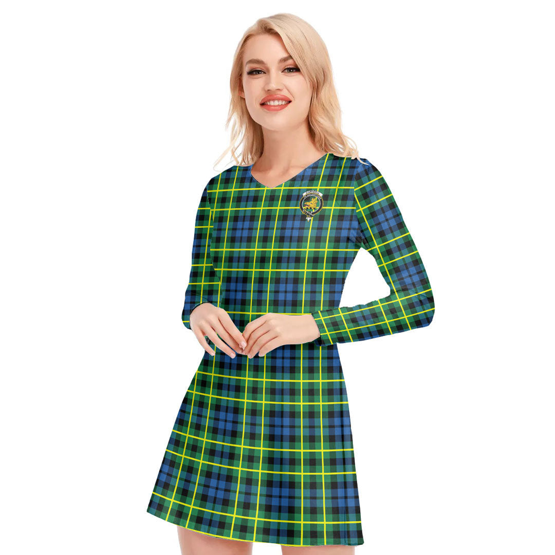 Campbell of Breadalbane Ancient Tartan Crest V-neck Long Sleeve Dress