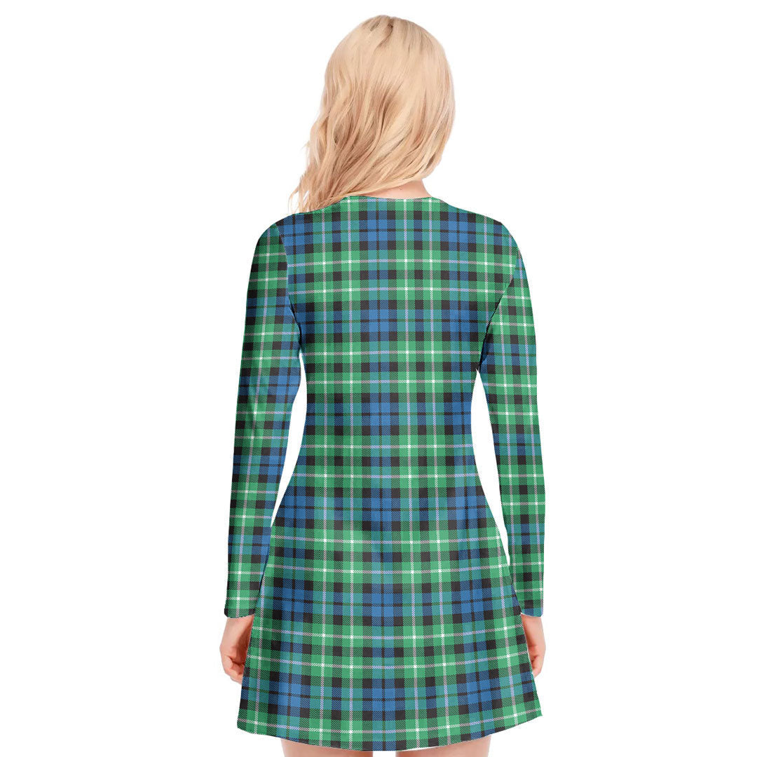 Graham of Montrose Ancient Tartan Plaid V-neck Long Sleeve Dress