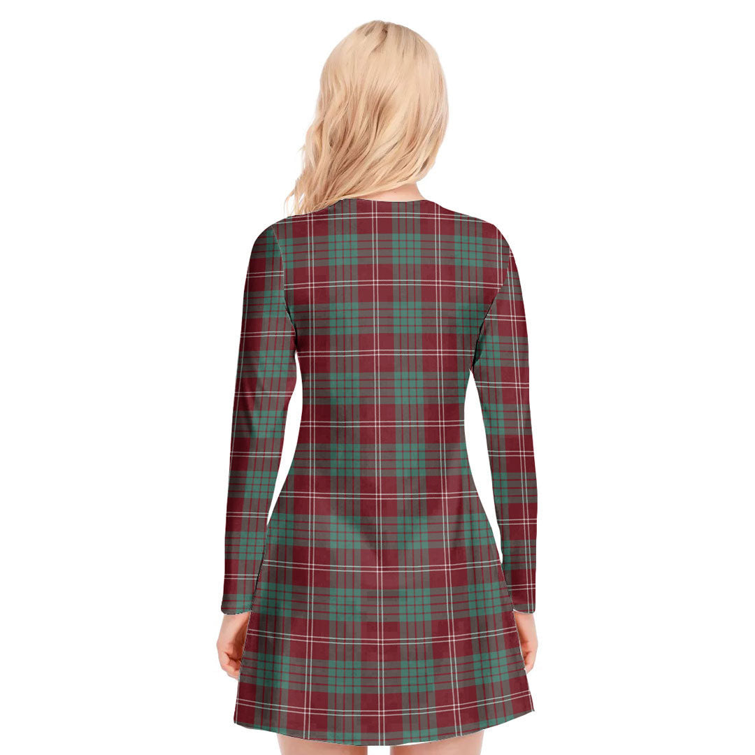 Crawford Modern Tartan Crest V-neck Long Sleeve Dress