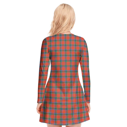 Sinclair Ancient Tartan Crest V-neck Long Sleeve Dress