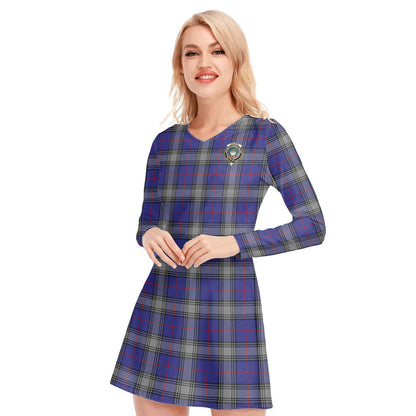 Kinnaird Tartan Crest V-neck Long Sleeve Dress