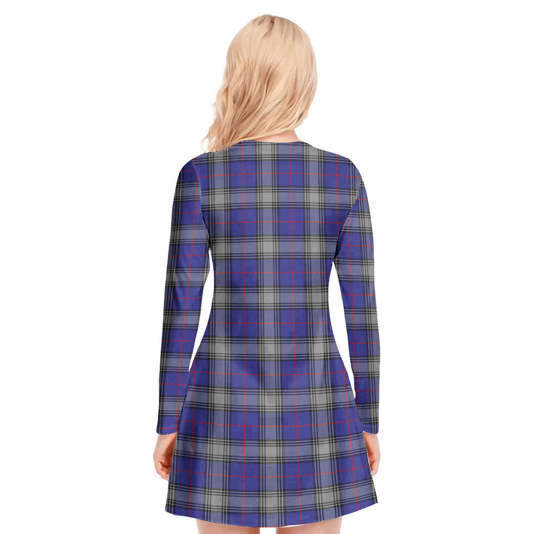 Kinnaird Tartan Crest V-neck Long Sleeve Dress