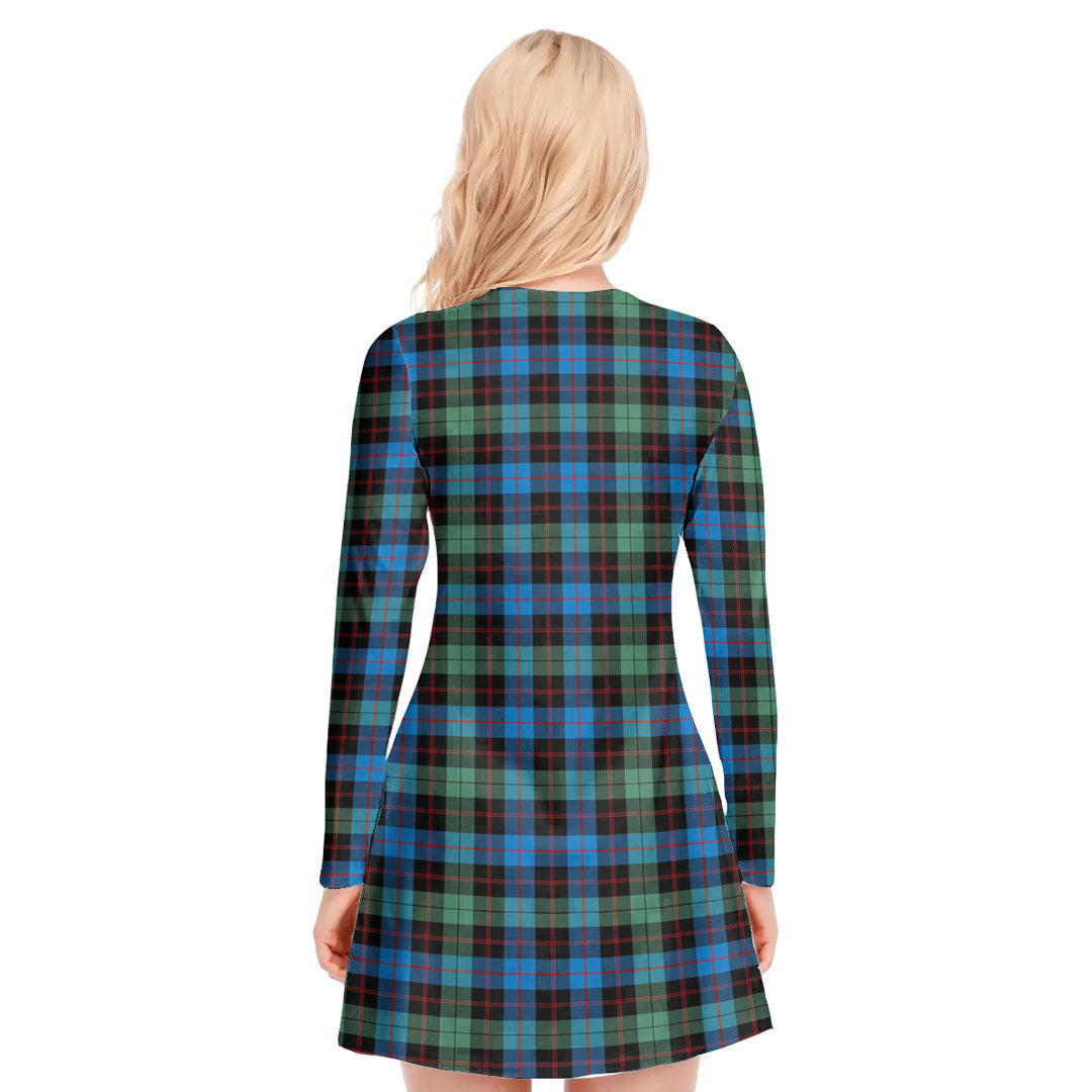 Guthrie Ancient Tartan Crest V-neck Long Sleeve Dress