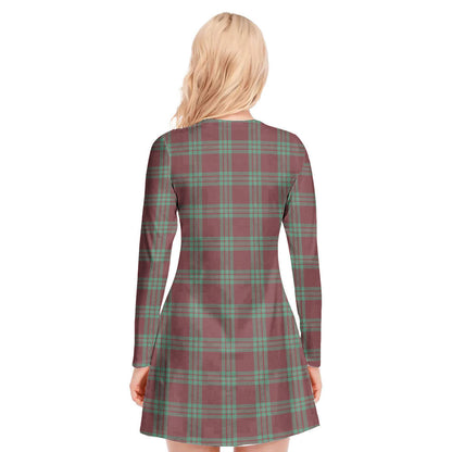 MacGregor Hunting Ancient Tartan Crest V-neck Long Sleeve Dress