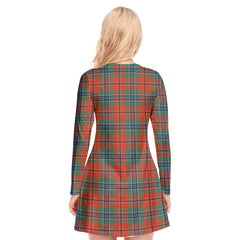 MacLean of Duart Ancient Tartan Crest V-neck Long Sleeve Dress