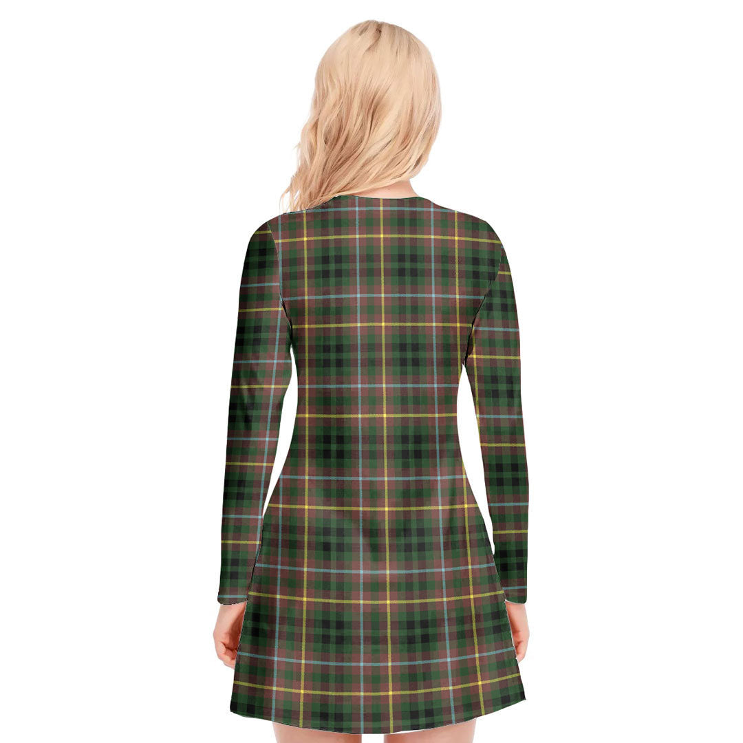 Buchanan Hunting Tartan Crest V-neck Long Sleeve Dress