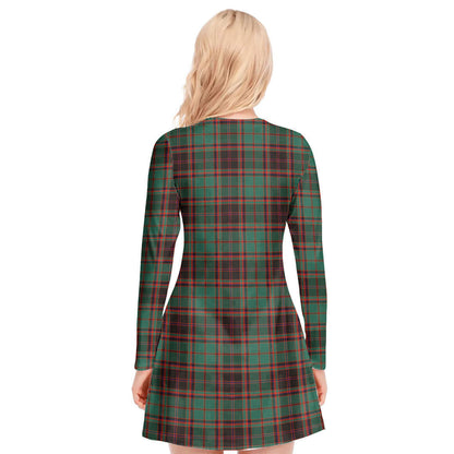 Buchan Ancient Tartan Plaid V-neck Long Sleeve Dress