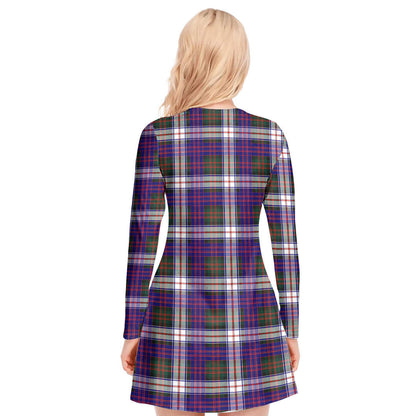 MacDonald Dress Modern Tartan Plaid V-neck Long Sleeve Dress