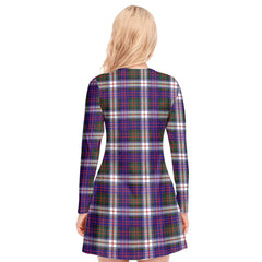 MacDonald Dress Modern Tartan Plaid V-neck Long Sleeve Dress
