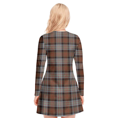 Cameron of Erracht Weathered Tartan Crest V-neck Long Sleeve Dress