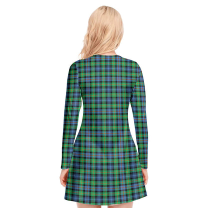 Murray of Atholl Ancient Tartan Crest V-neck Long Sleeve Dress