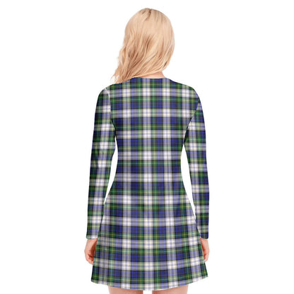 Gordon Dress Modern Tartan Crest V-neck Long Sleeve Dress