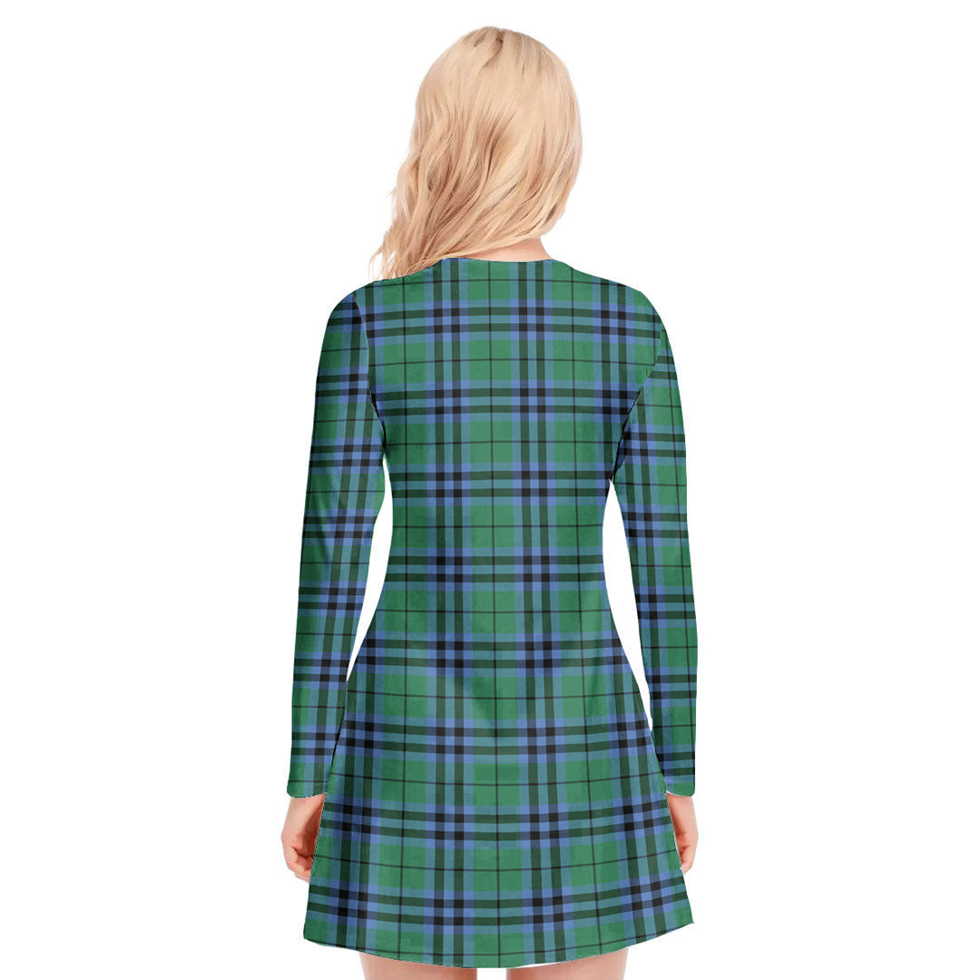 Keith Ancient Tartan Crest V-neck Long Sleeve Dress