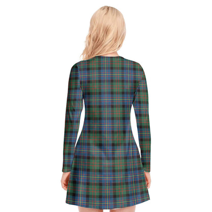 Cameron of Erracht Ancient Tartan Crest V-neck Long Sleeve Dress