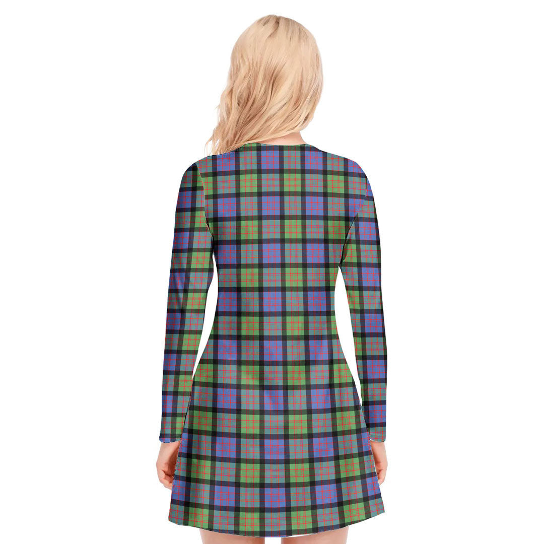 MacDonald Ancient Tartan Crest V-neck Long Sleeve Dress