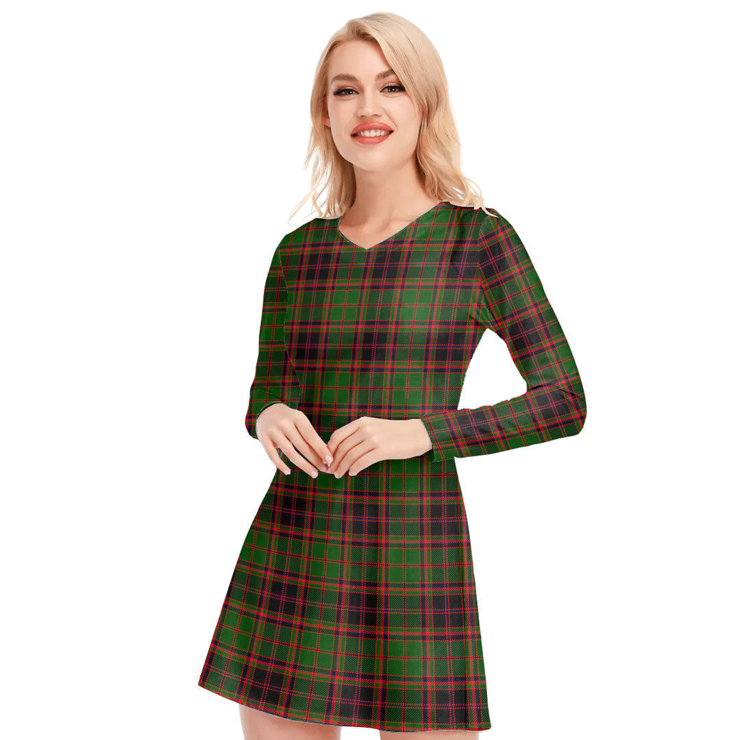 Buchan Modern Tartan Plaid V-neck Long Sleeve Dress