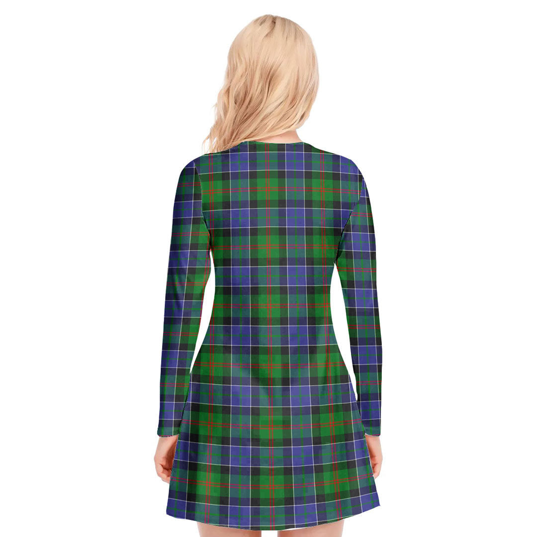 Paterson Tartan Crest V-neck Long Sleeve Dress