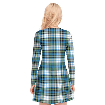 Campbell Dress Ancient Tartan Crest V-neck Long Sleeve Dress