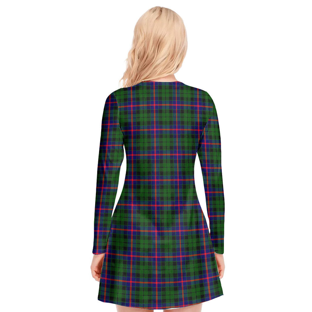 Morrison Modern Tartan Plaid V-neck Long Sleeve Dress