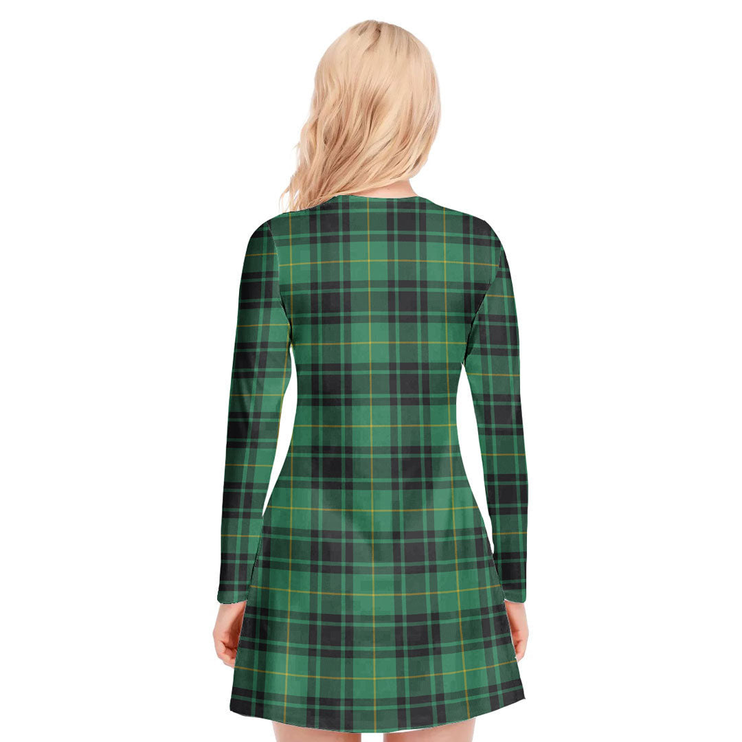 MacArthur Ancient Tartan Crest V-neck Long Sleeve Dress