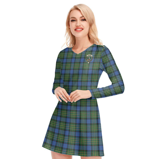 MacLaren Ancient Tartan Crest V-neck Long Sleeve Dress