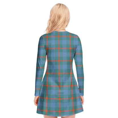 Agnew Ancient Tartan Crest V-neck Long Sleeve Dress