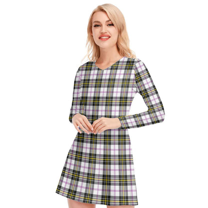 MacPherson Dress Modern Tartan Plaid V-neck Long Sleeve Dress