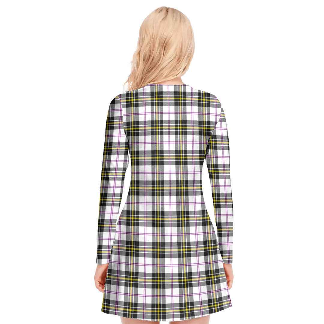 MacPherson Dress Modern Tartan Plaid V-neck Long Sleeve Dress