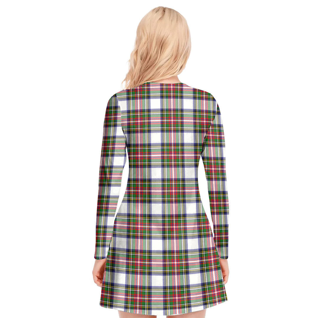 Stewart Dress Modern Tartan Plaid V-neck Long Sleeve Dress