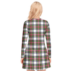 Stewart Dress Modern Tartan Plaid V-neck Long Sleeve Dress