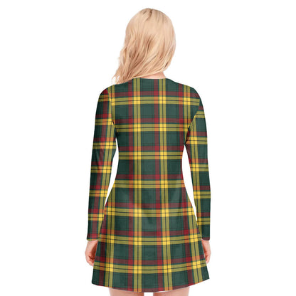 MacMillan Old Modern Tartan Crest V-neck Long Sleeve Dress