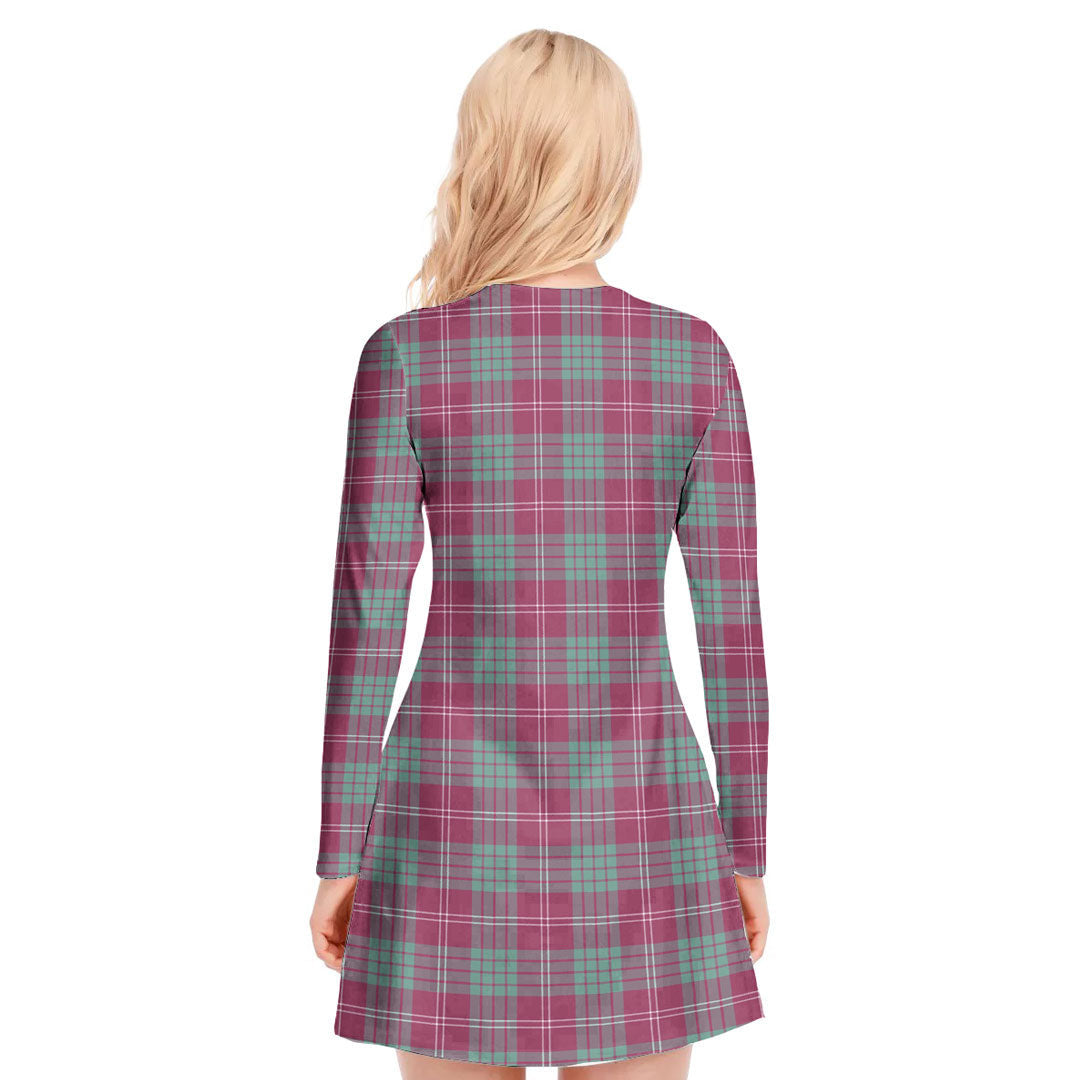 Crawford Ancient Tartan Crest V-neck Long Sleeve Dress